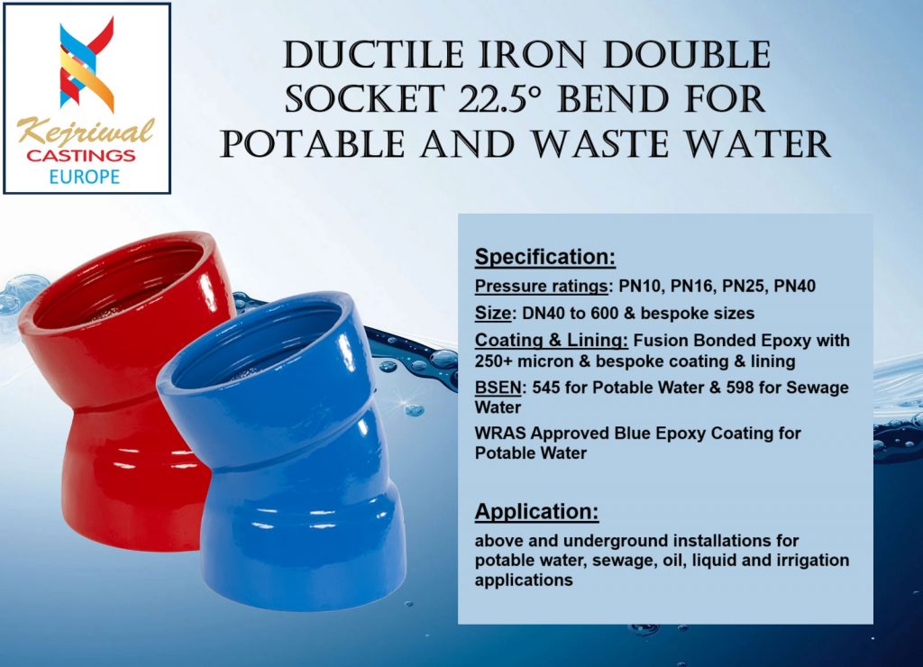 Double-Socket-22.5-Bend-Kejriwal-Castings-Europe-Ductile-Iron-Fittings