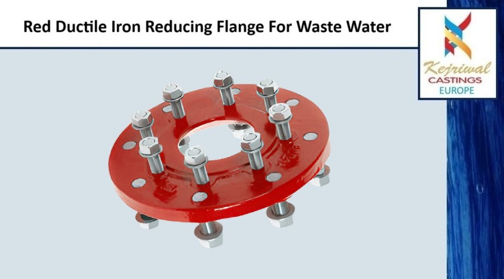 Red-Ductile-Iron-Reducing-Flange-for-Waste-Water-Kejriwal-Castings-Europe-DI-Fittings