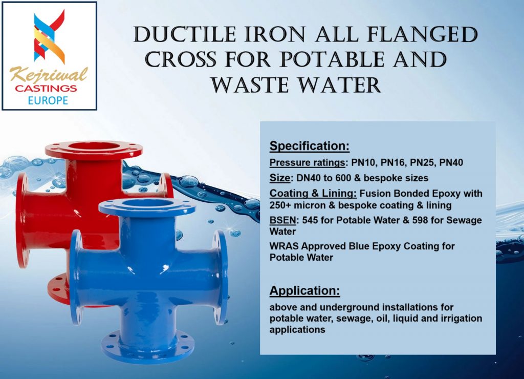 All Flanged Cross - Kejriwal Castings Europe. Ductile Iron Fittings Manufacturer. DI Fittings