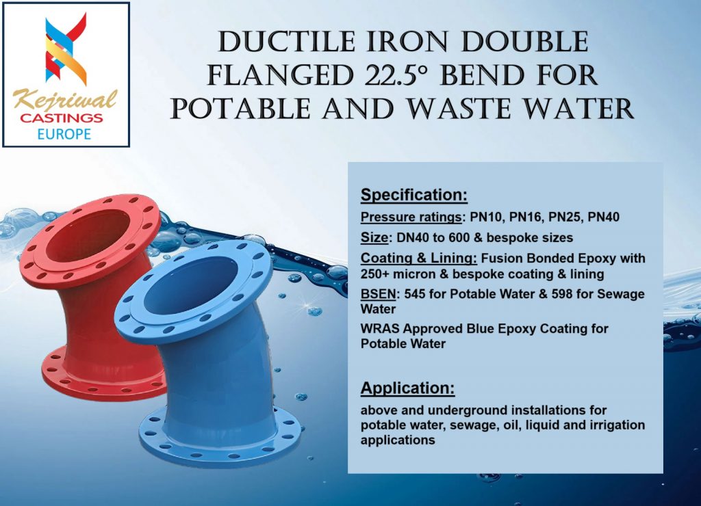 Double-Flanged-22.5-Bend-Kejriwal-Castings-Europe-Ductile-Iron-Fittings