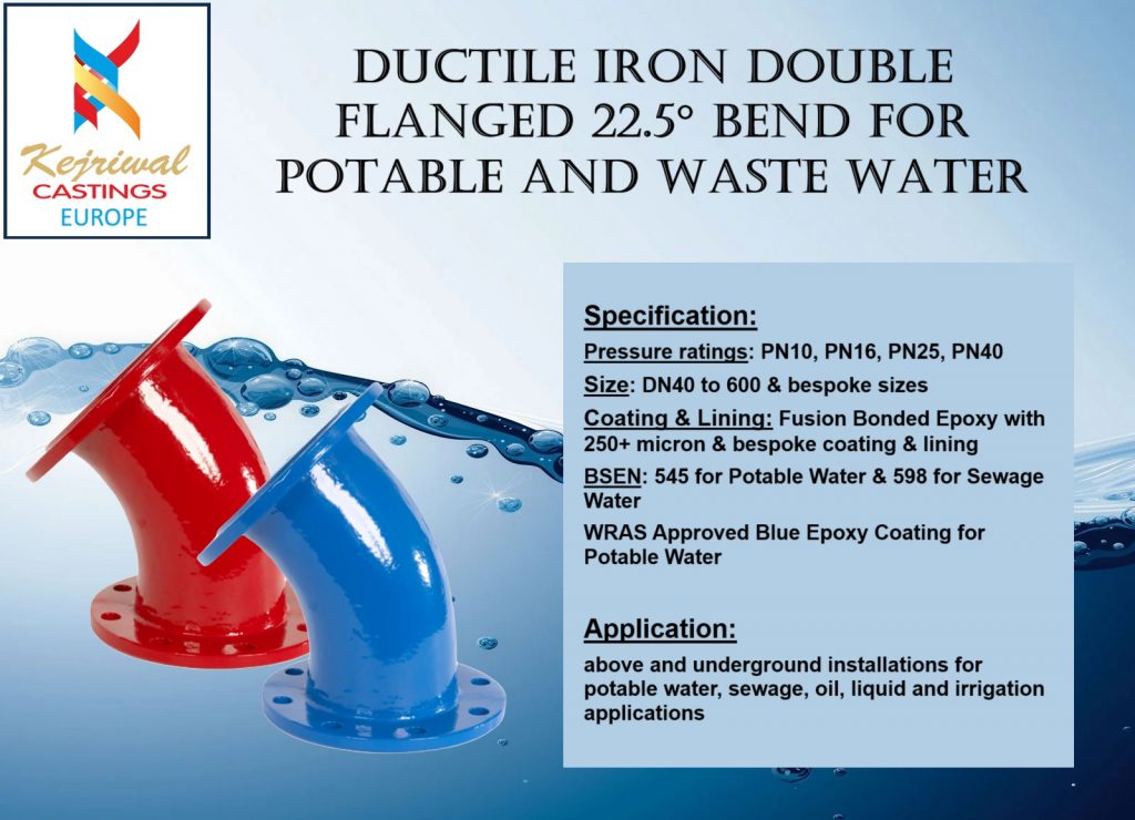 Double-Flanged-45-Bend-Kejriwal-Castings-Europe-Ductile-Iron-Fittings