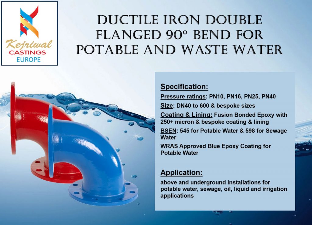 Double-Flanged-90-Bend-Kejriwal-Castings-Europe-Ductile-Iron-Fittings