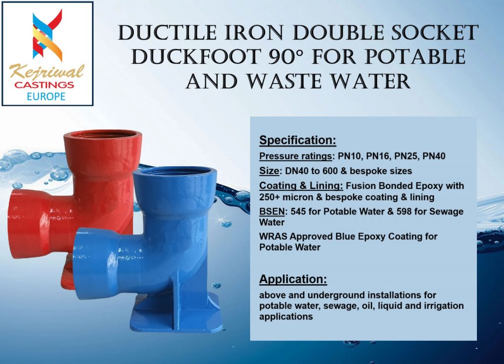 Double-Socket-Duckfoot-90-Kejriwal-Castings-Europe-Ductile-Iron-Fittings
