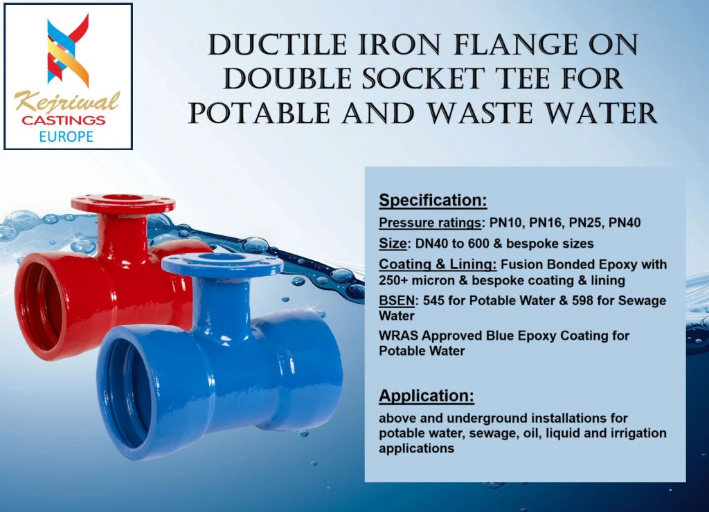 Flange-On-Double-Socket-Tee-Kejriwal-Castings-Europe-Ductile-Iron-Fittings