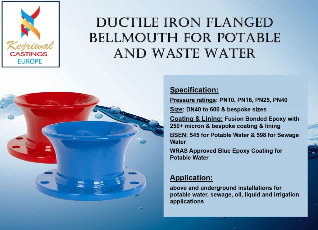 Flanged Bellmouth -Kejriwal Castings Europe. Ductile Iron Fittings. DI Fittings.