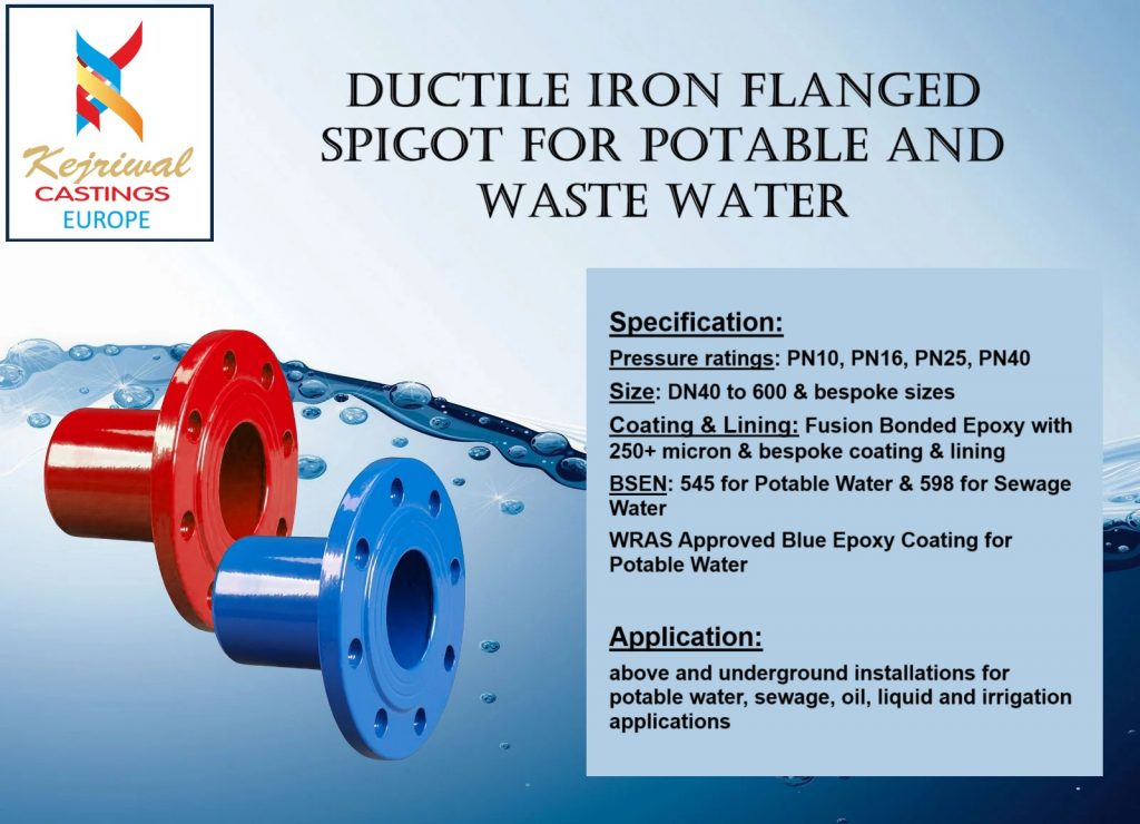 Flanged Spigot-Kejriwal Castings Europe. Ductile Iron Fittings. DI Fittings Manufacturer